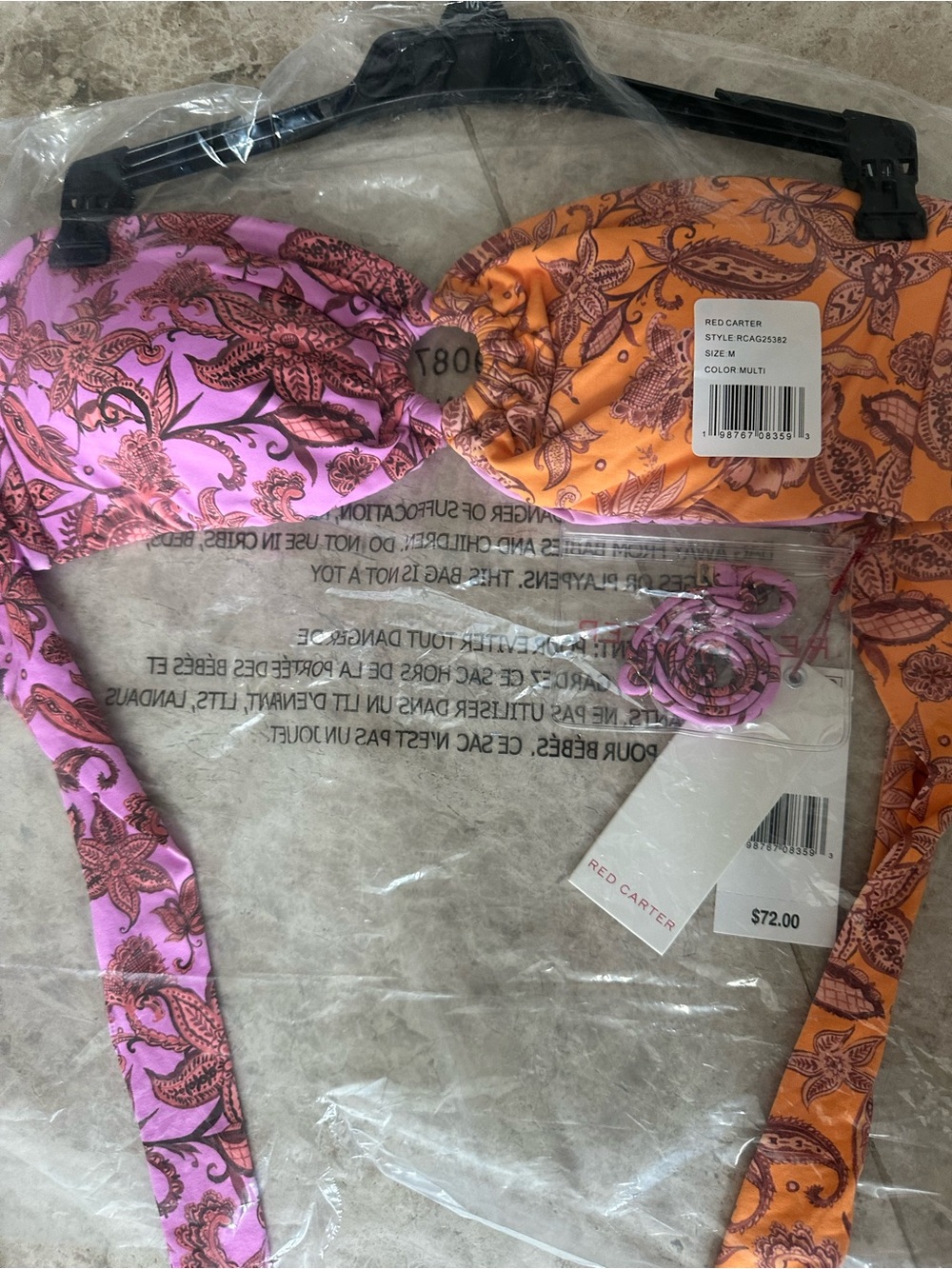 Red Carter At First Glance Bandeau Bikini Top